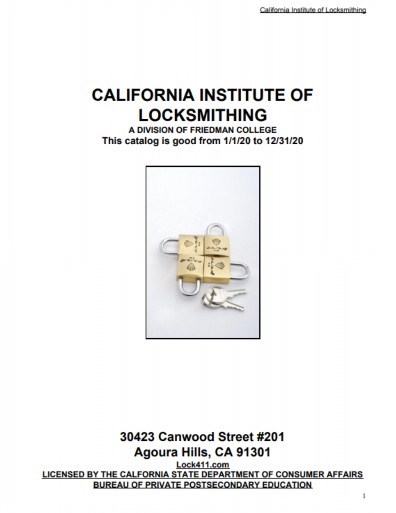 Locksmithing Catalog
